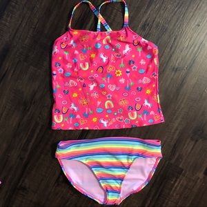 Girl 2pc Pink Rainbow Swimsuit
